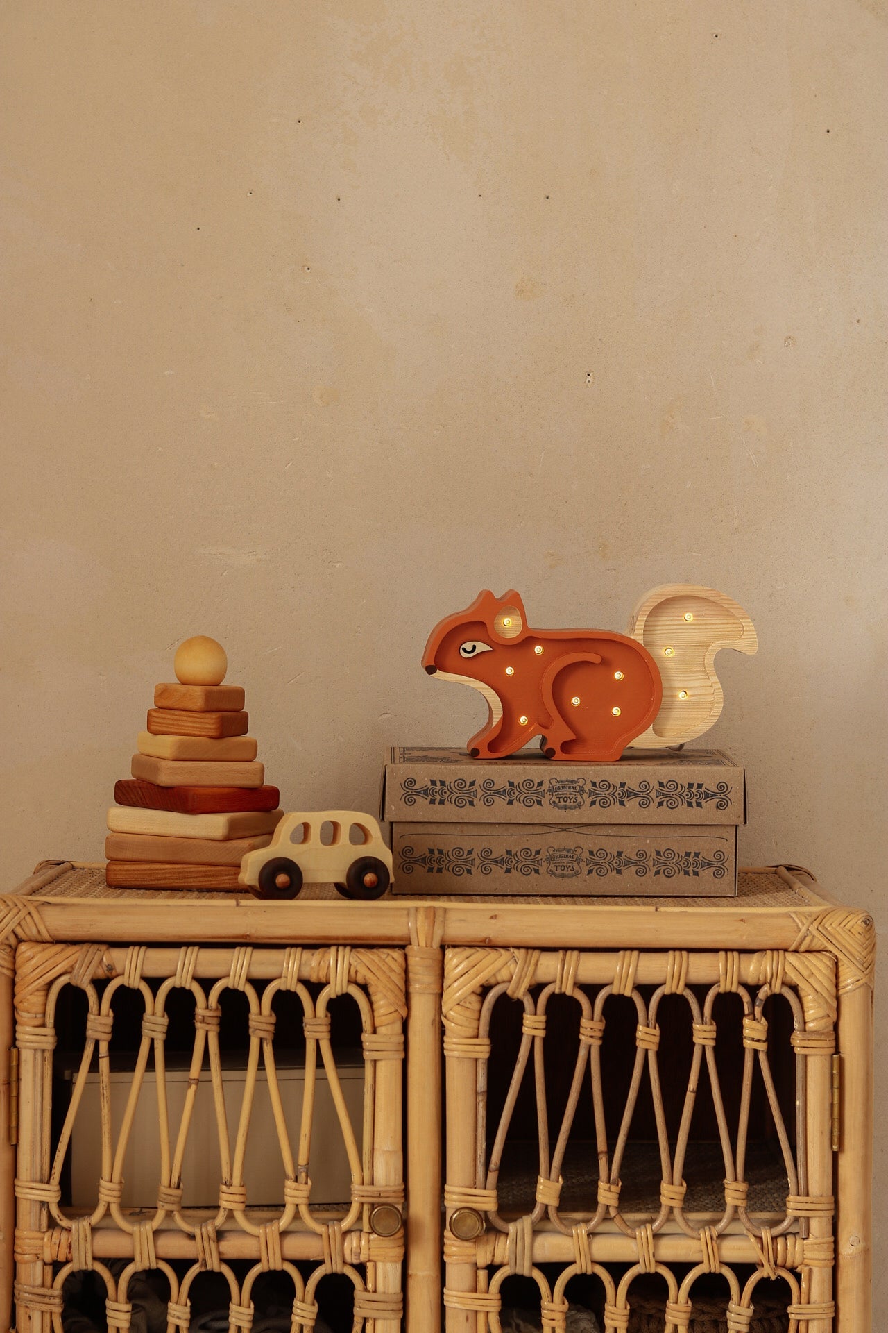 Little Lights Mini Squirrel Lamp — handmade LED night light, sweet baby nursery gift for woodland and forest-themed rooms