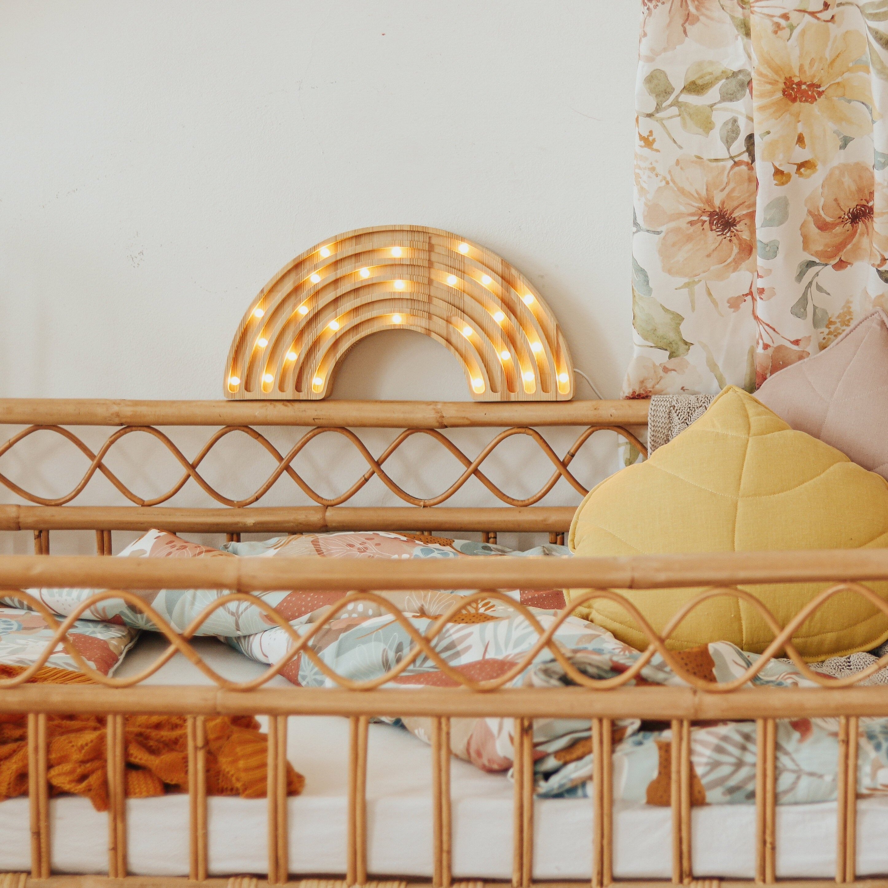 Rainbow Lamp lit in nursery – decorative LED night light for kids’ room