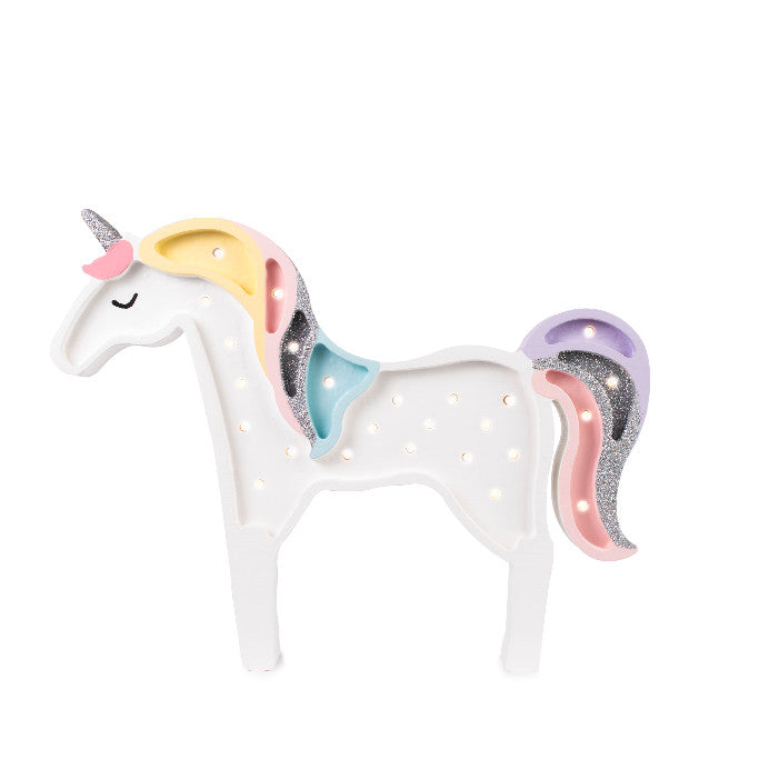 Little Lights Unicorn Lamp in Magic Rainbow, handmade wooden dimmable LED girls room décor