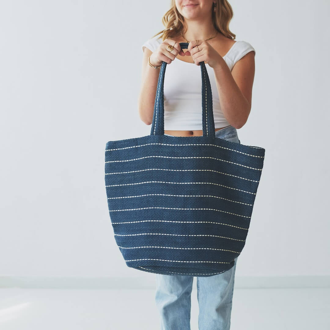 Marin Striped Tote Indigo