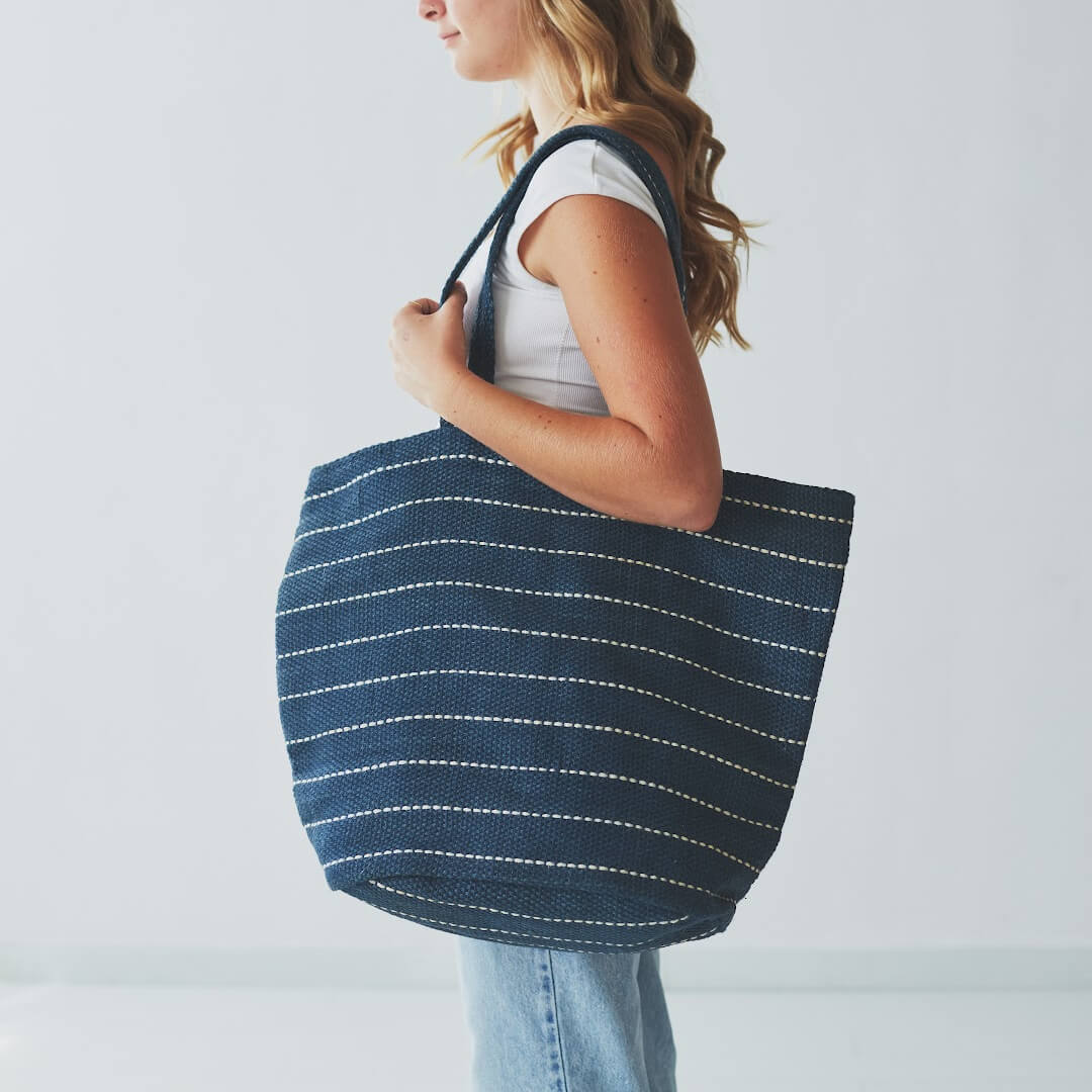 Marin Striped Tote Indigo