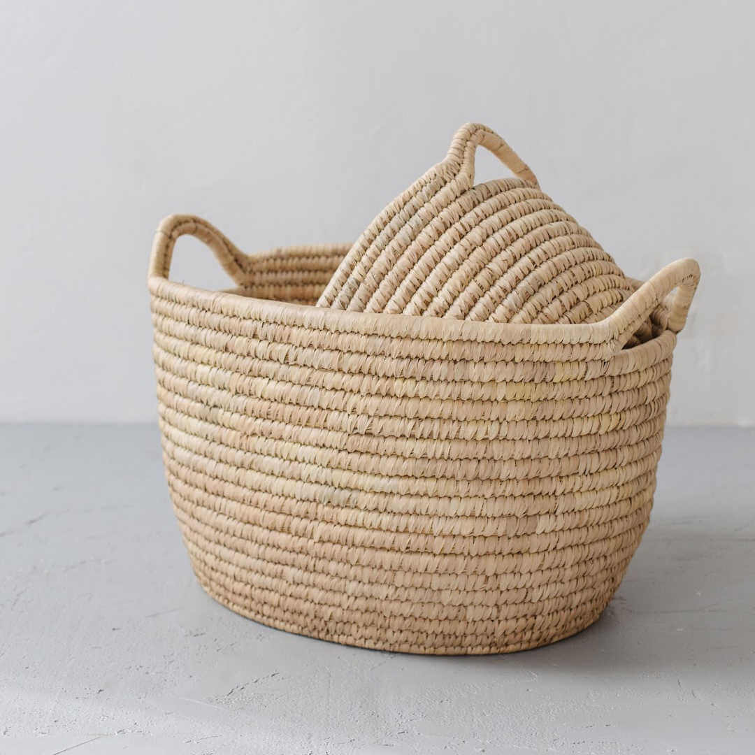 Palm Leaf Laundry Basket (Low Oval)
