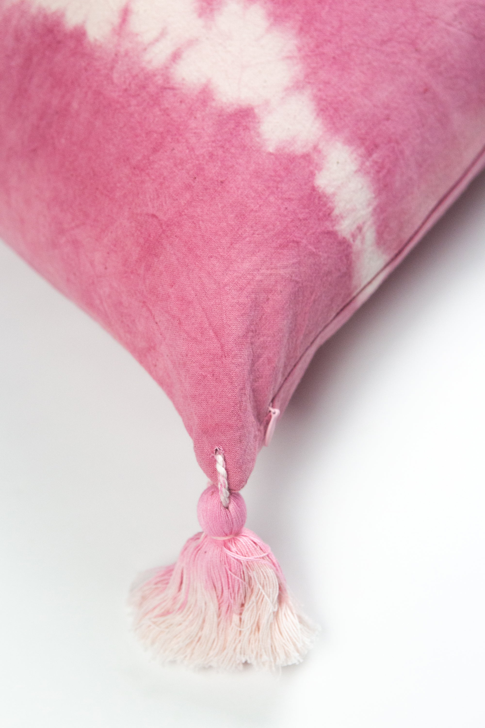 Pink Natural Dyed Shibori Tassel Pillows