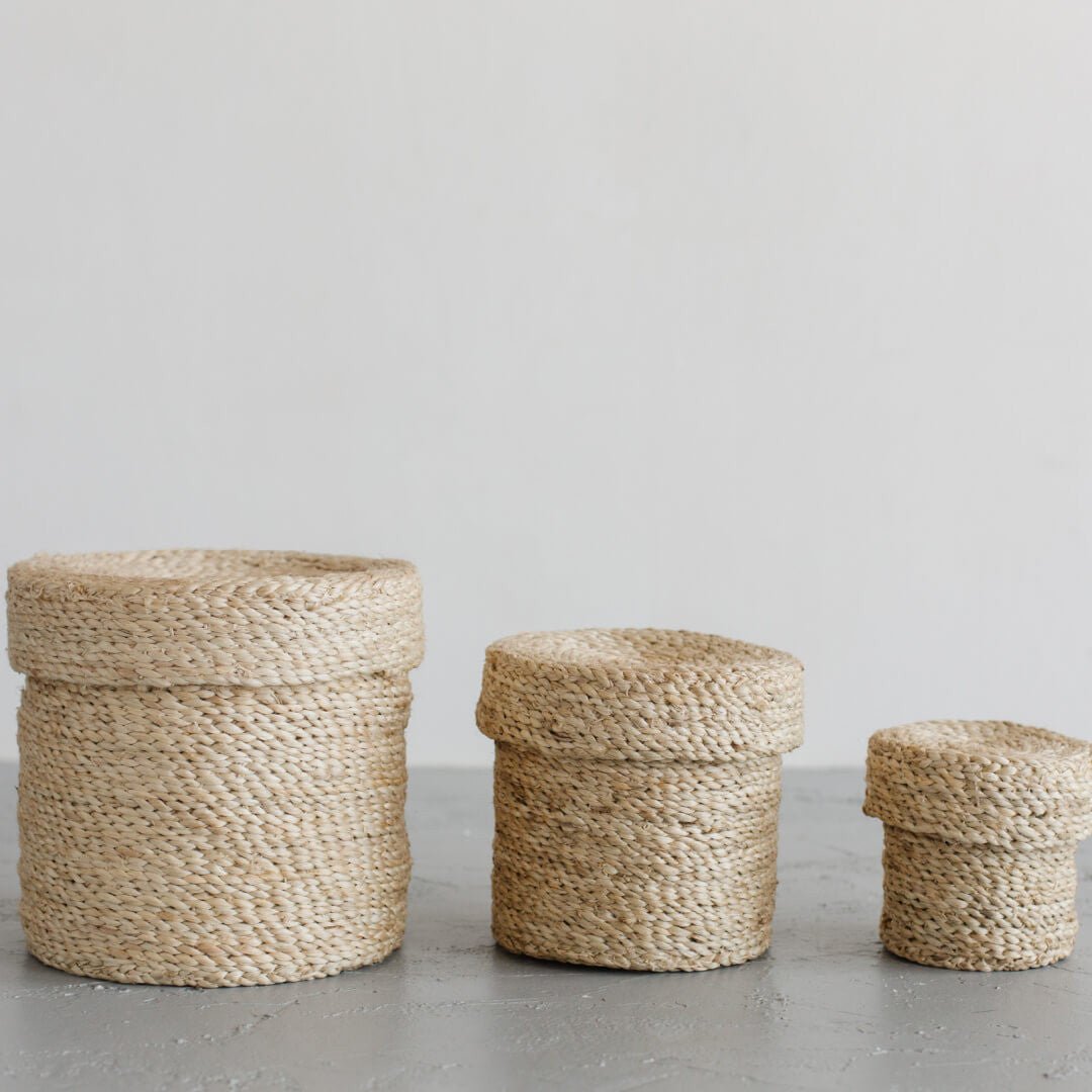 Round Jute Lidded Trio