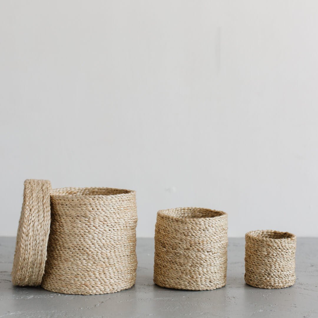 Round Jute Lidded Trio