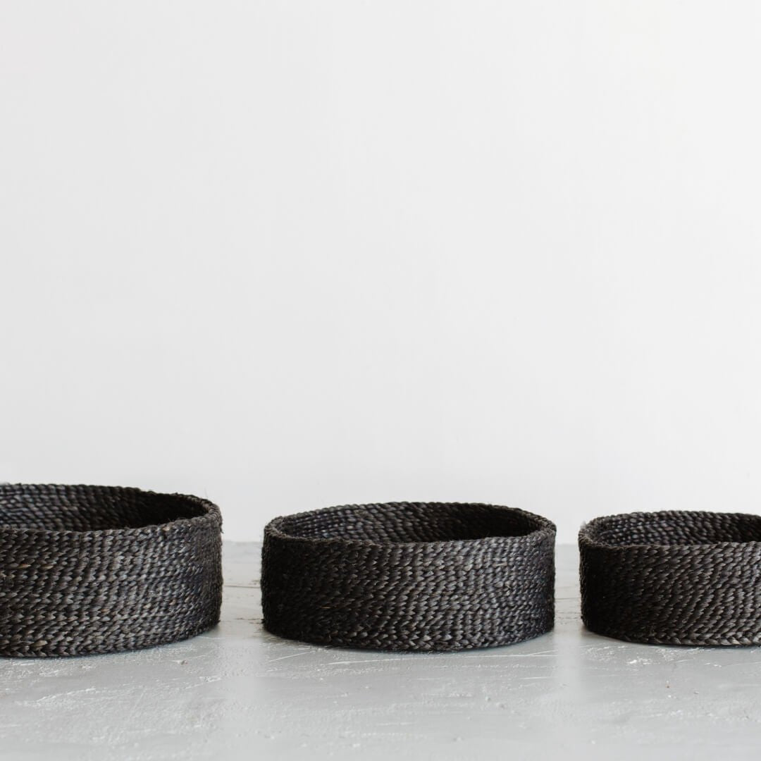 Round Low Jute Baskets Trio