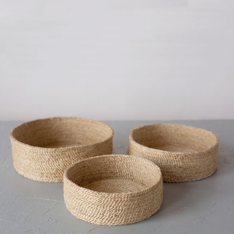 Round Low Jute Baskets Trio