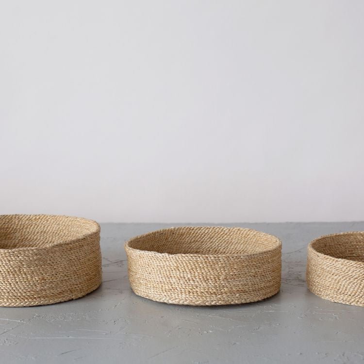 Round Low Jute Baskets Trio