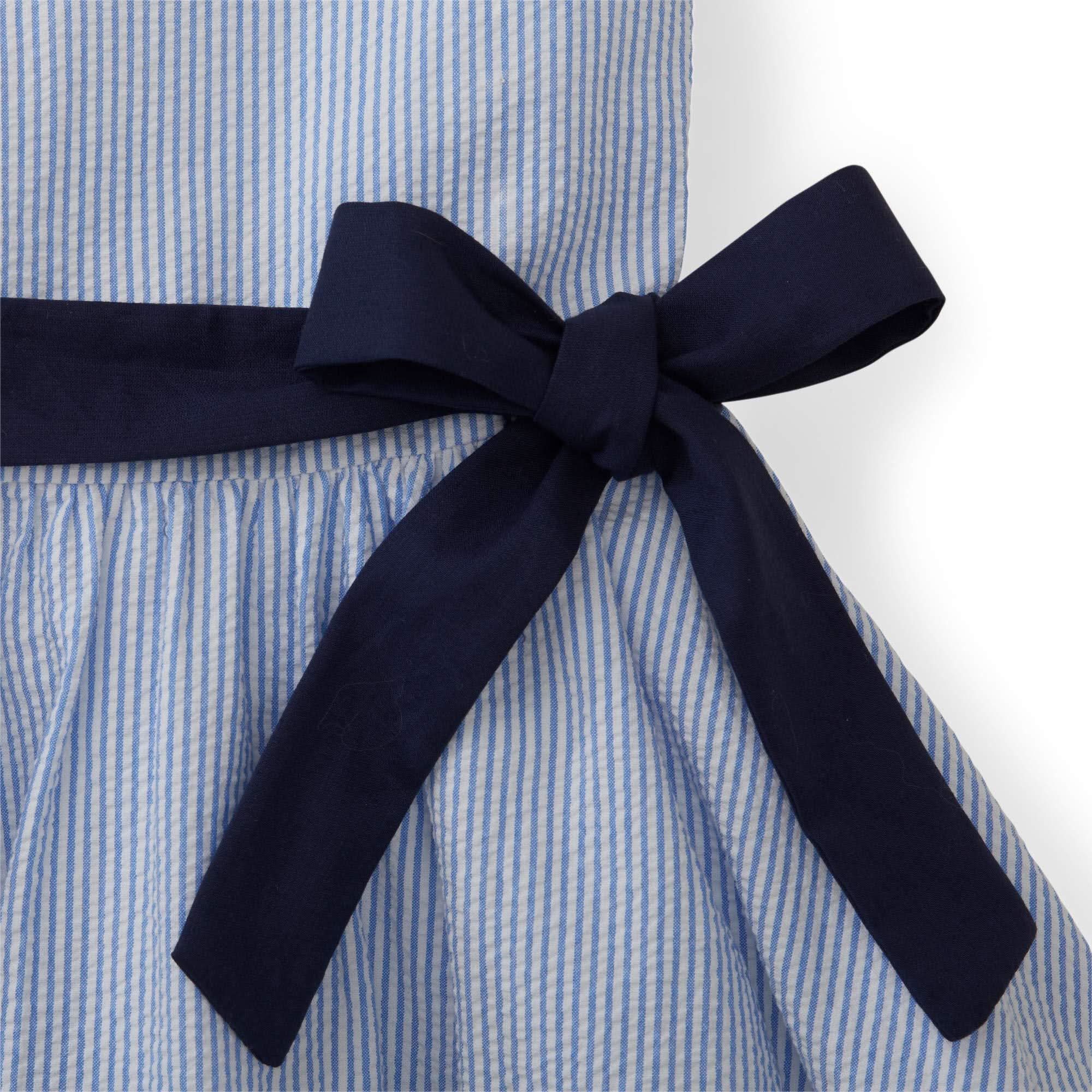 Seersucker Peter Pan Collar Dress (Blue)