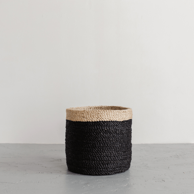 Tall Round Jute Storage Baskets