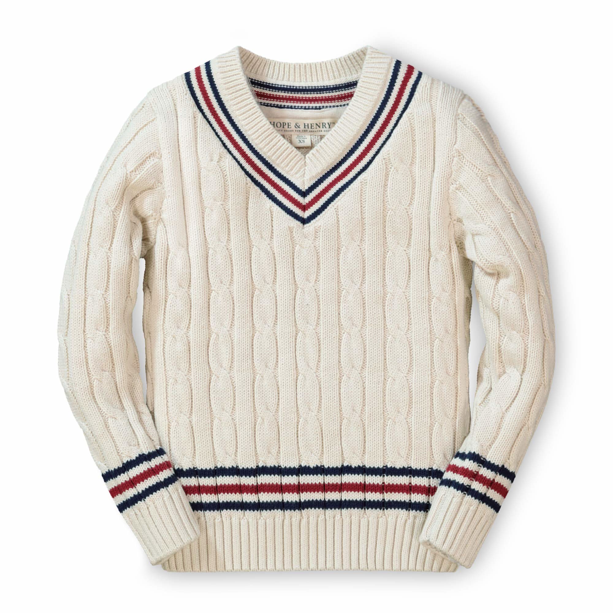 V-Neck Cricket Sweater (Ivory)