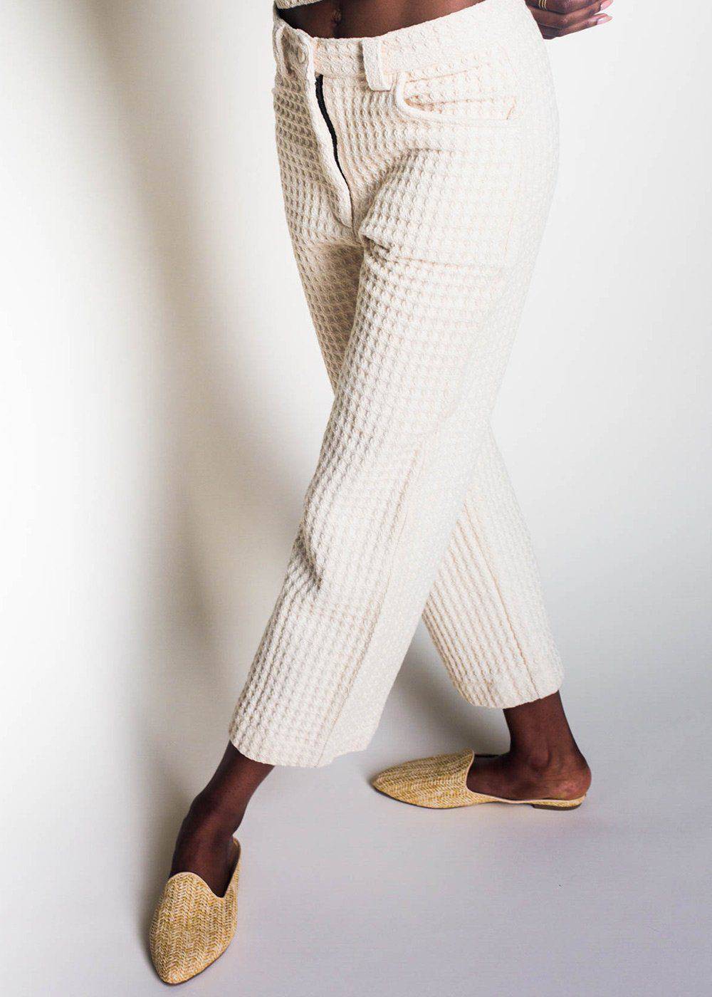 Wide Leg Waffle Pants (Natural) Pants Soluna Collective