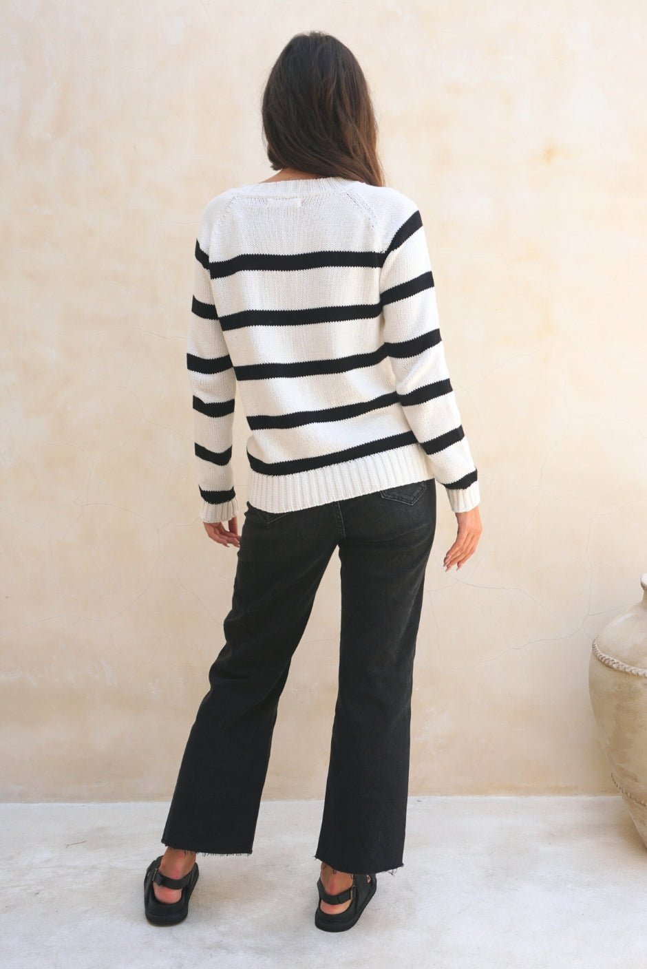 Sloane Crewneck (Off White Stripe)