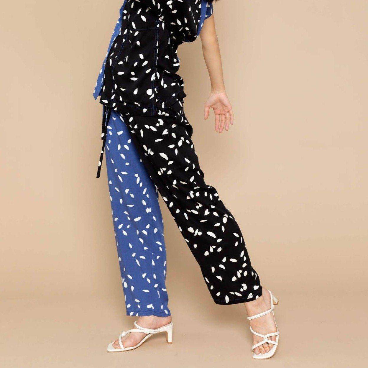 Therese Two-Tone Pants (Black/Blue) Pants Conrado