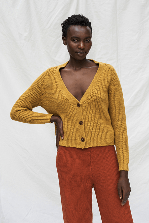 L envers Anna Wool Cardigan Mustard L