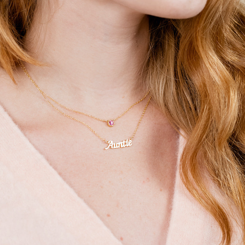 Birthstone Necklace (October - Rose)