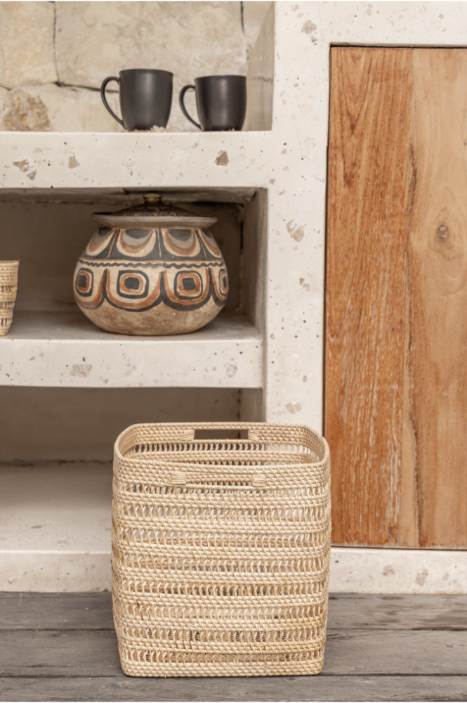 Woven Rattan Cube Storage Basket Set