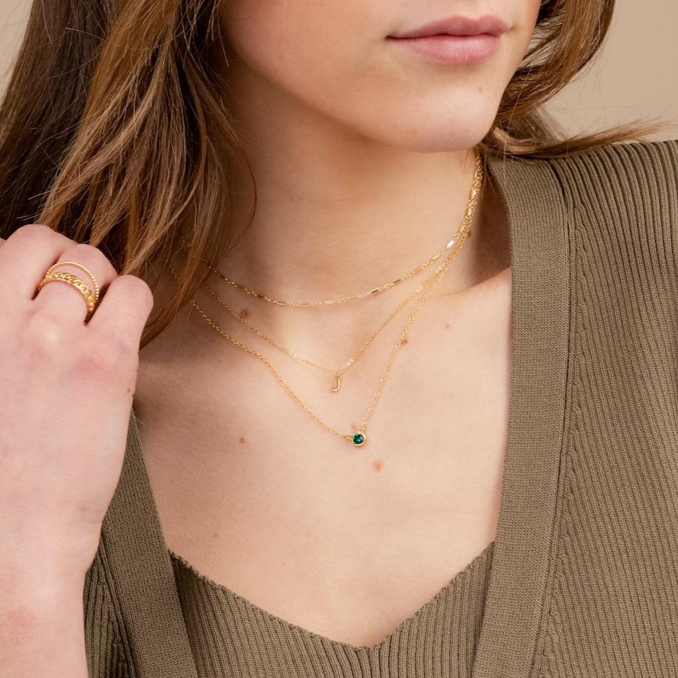Birthstone Necklace (May - Emerald)