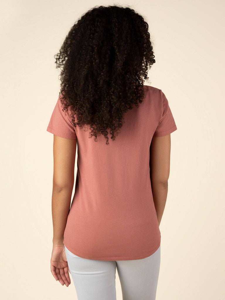 Crew Neck Curved Hem Tee (Clay) Top Graceful District 