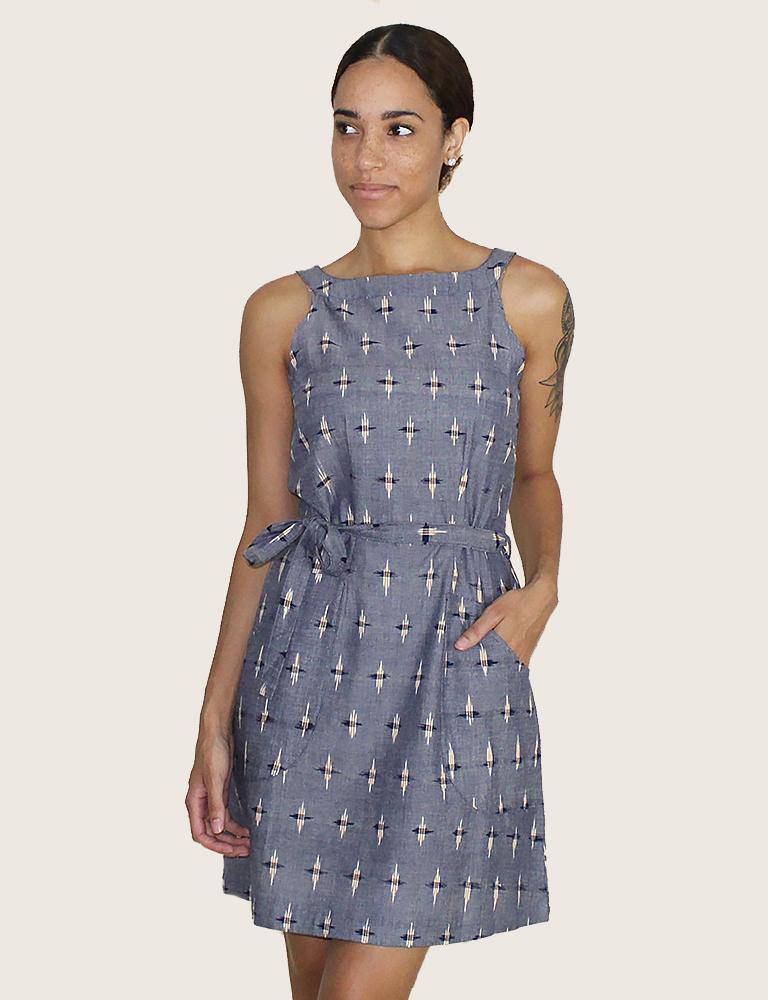 Chambray Ikat Shift Dress - Consciously