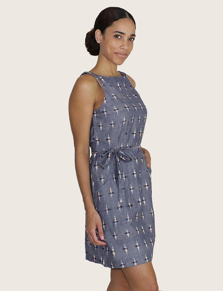 Chambray Ikat Shift Dress - Consciously