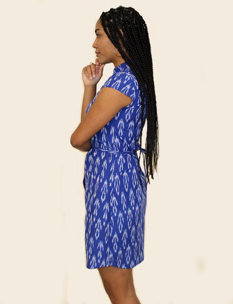 Cobalt Blue Button Dress - Consciously