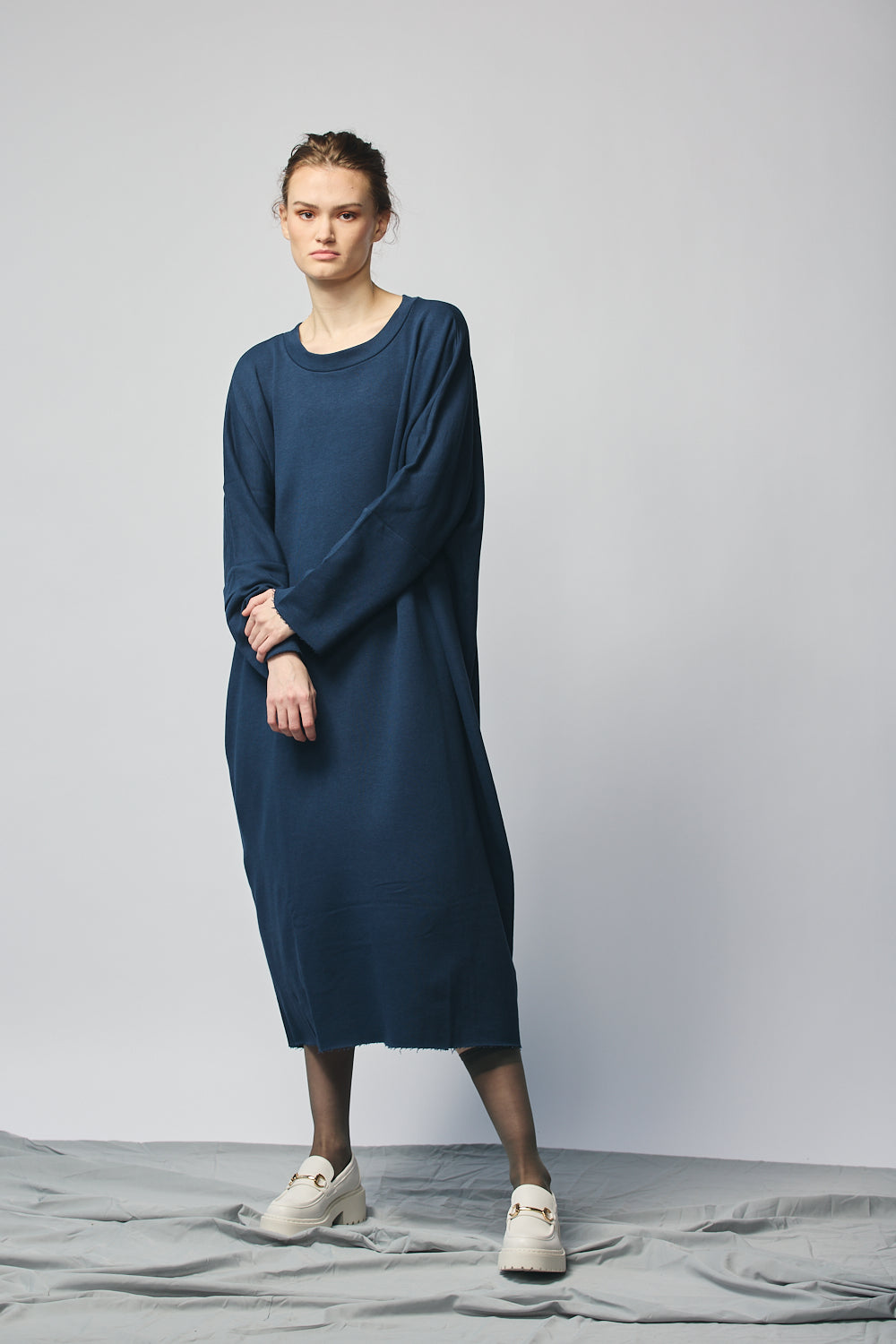 Pullover Sweatshirt Dress (Navy)