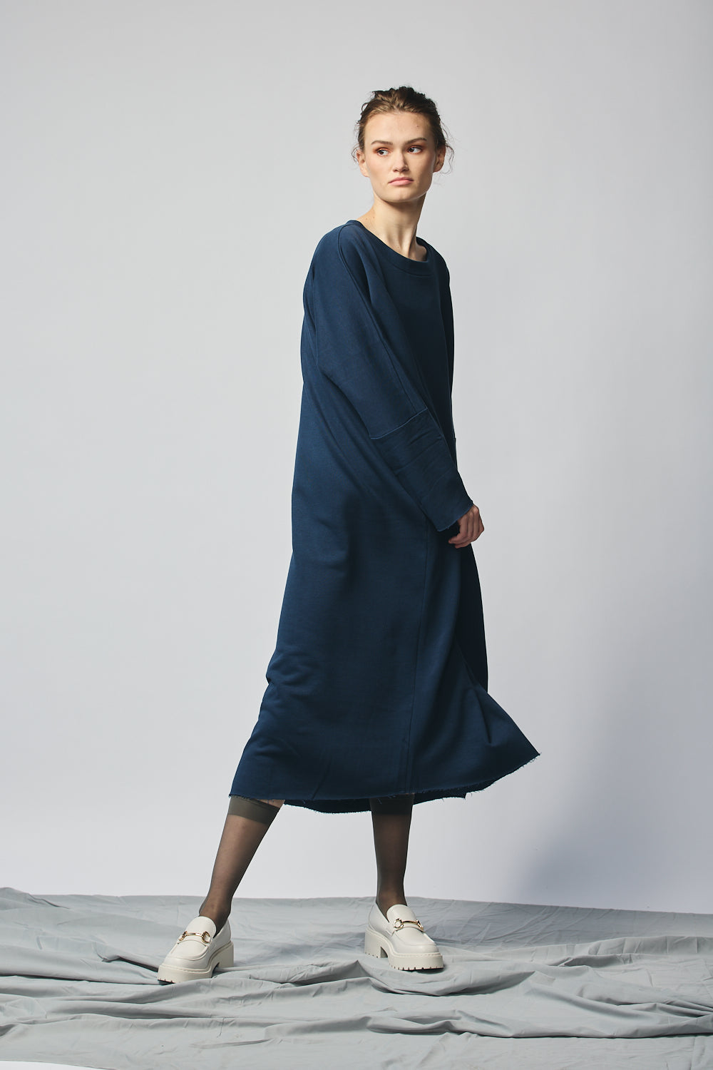Pullover Sweatshirt Dress (Navy)