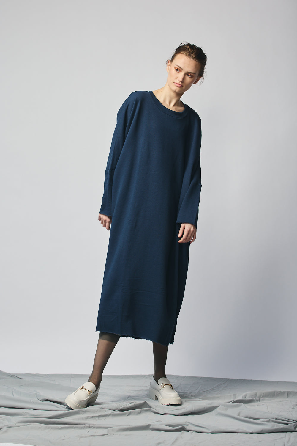 Pullover Sweatshirt Dress (Navy)