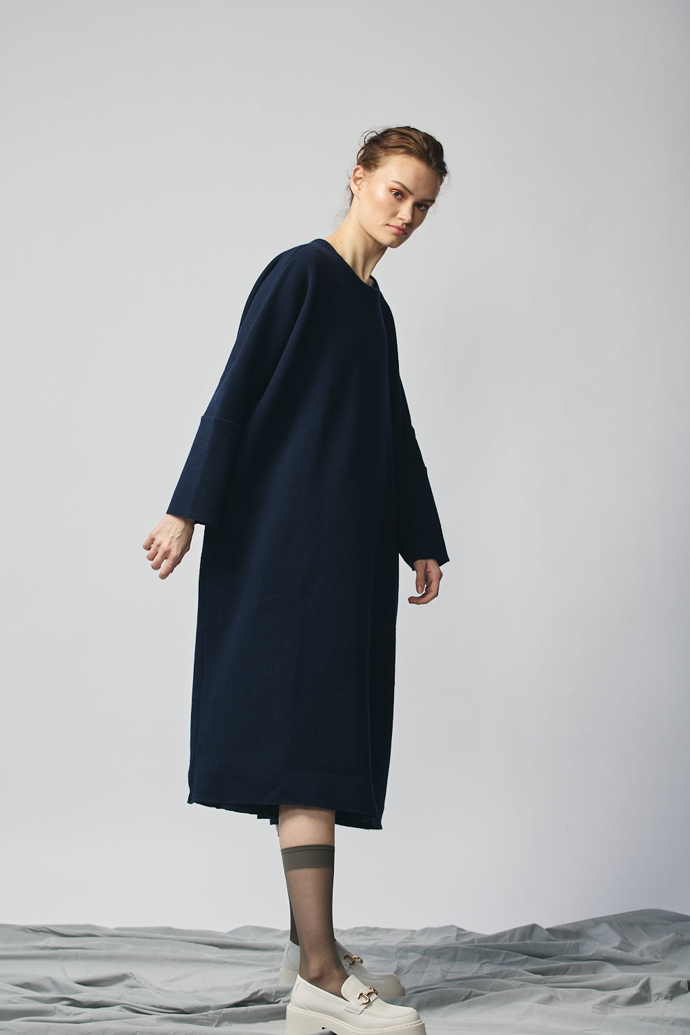 Pullover Sweatshirt Dress (Navy Wool)