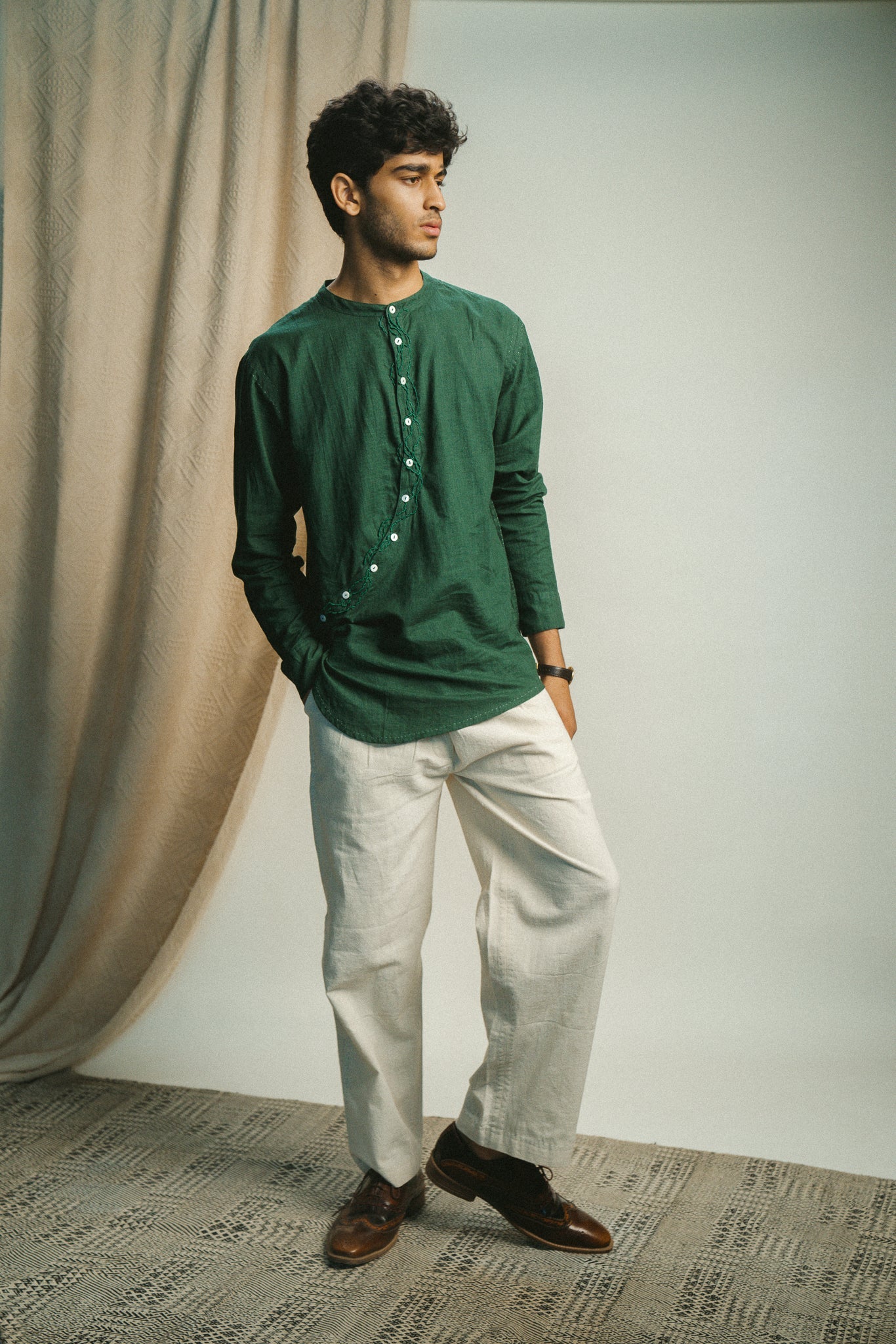 Rewind Angrakha Shirt and Kora Straight Pants Set