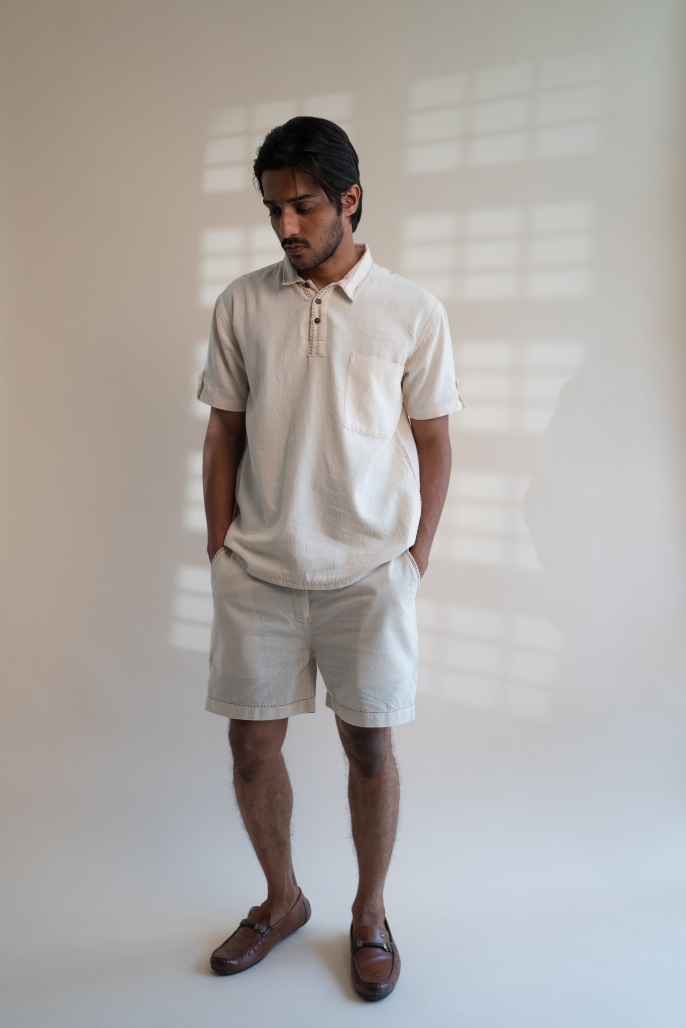 Dawning Half-Sleeve Shirt and Straight-Fit Shorts Set