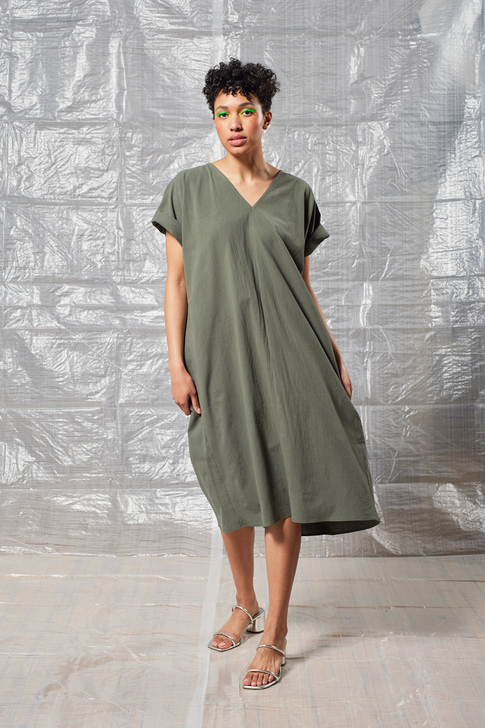 Pleated Tee Dress (Sage)