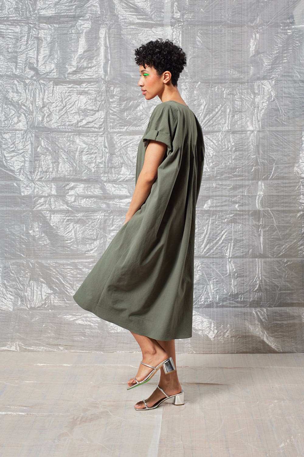Pleated Tee Dress (Sage)