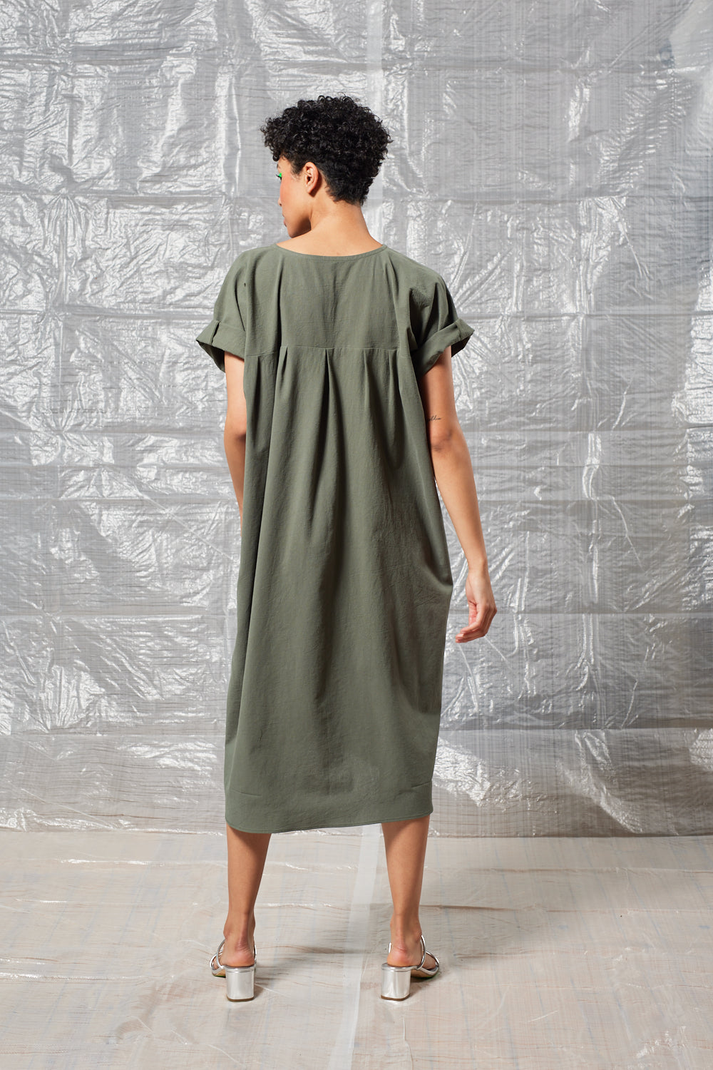 Pleated Tee Dress (Sage)