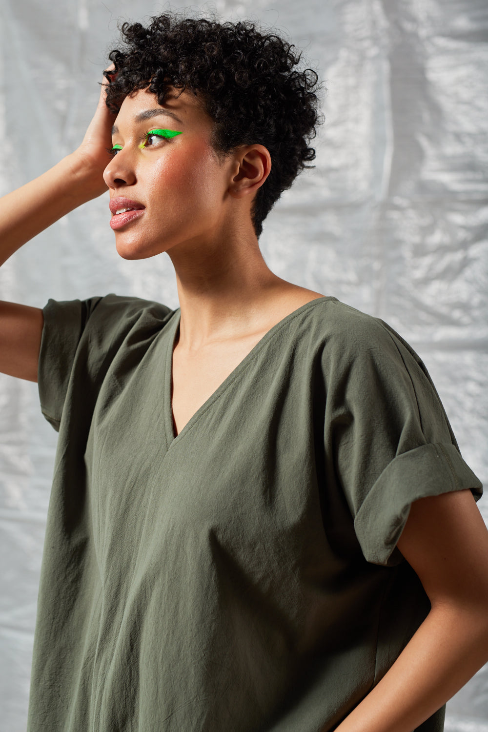Pleated Tee Dress (Sage)