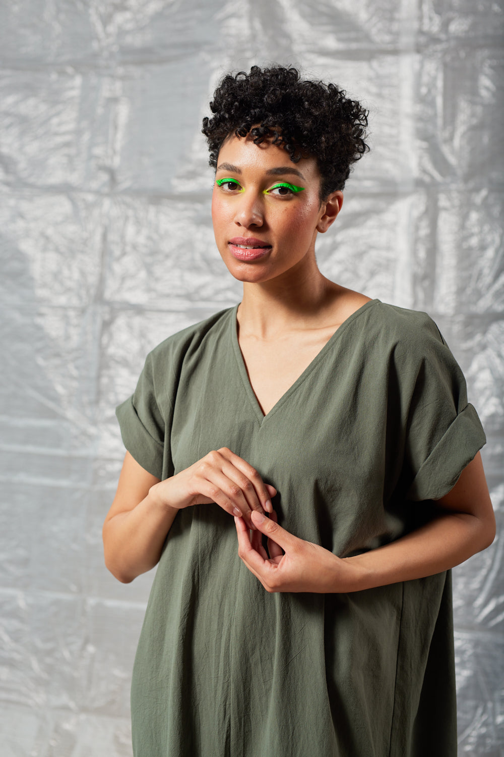 Pleated Tee Dress (Sage)