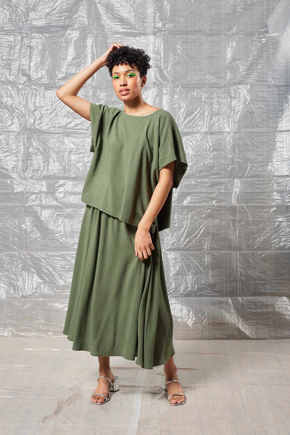Cropped Split Tee (Sage)