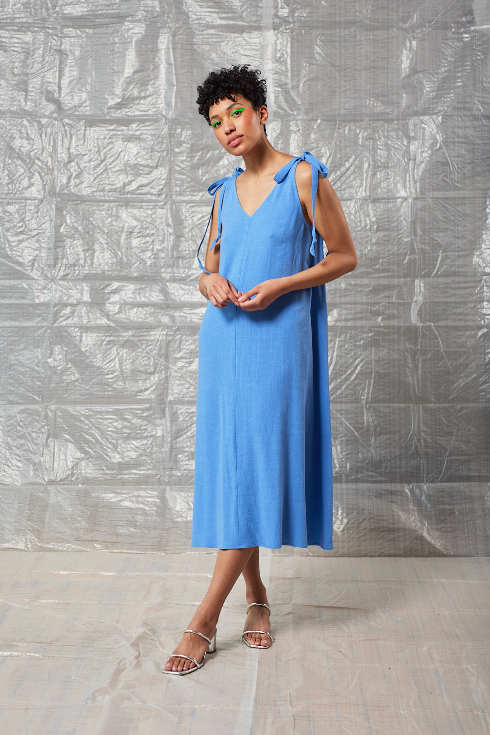 Tie Shoulder Shift (Periwinkle Blue)