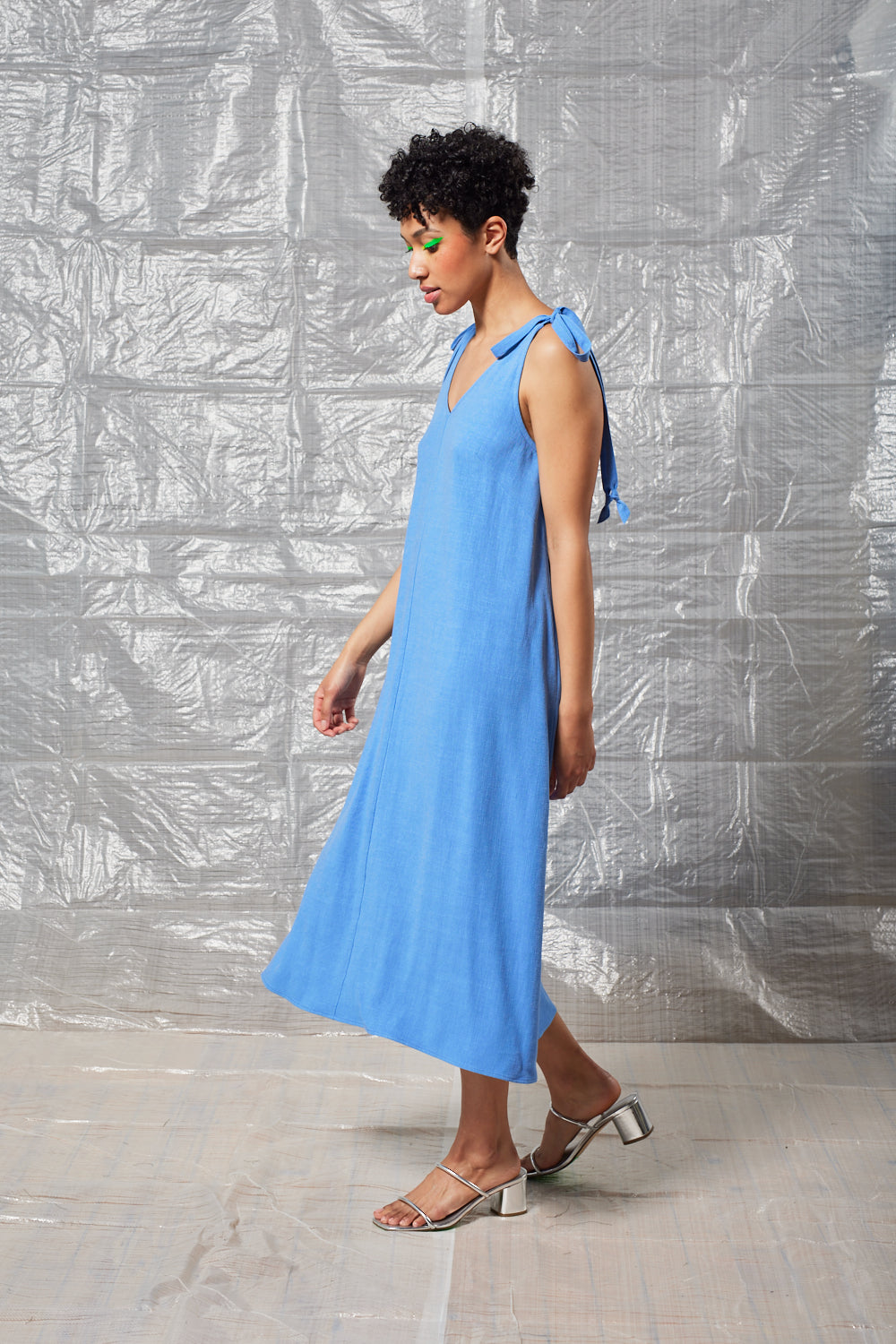 Tie Shoulder Shift (Periwinkle Blue)