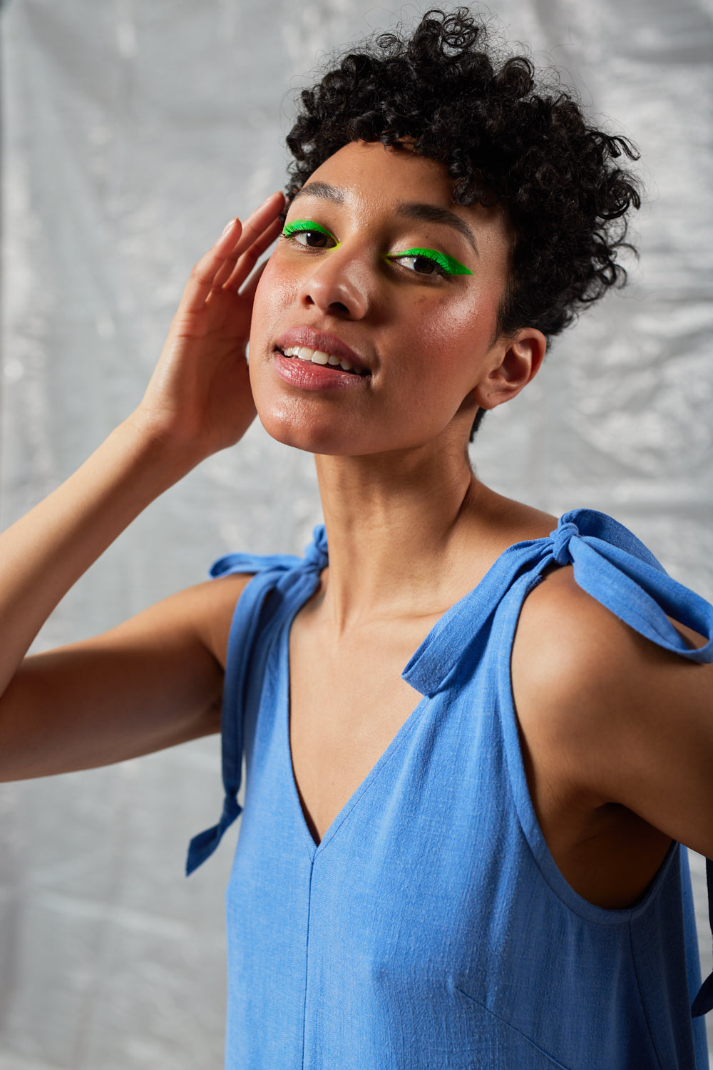 Tie Shoulder Shift (Periwinkle Blue)