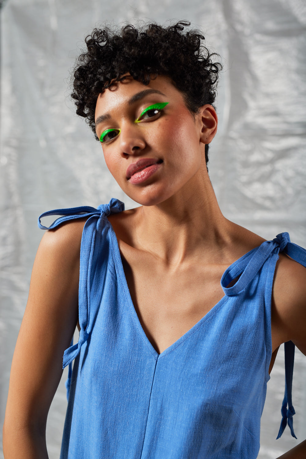 Tie Shoulder Shift (Periwinkle Blue)