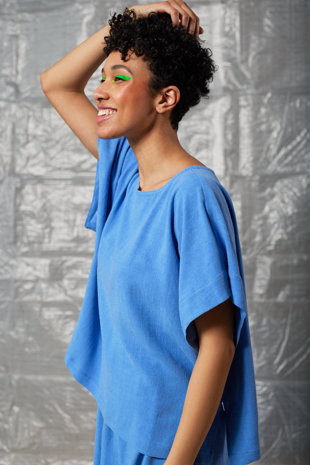 Cropped Split Tee (Periwinkle Blue)