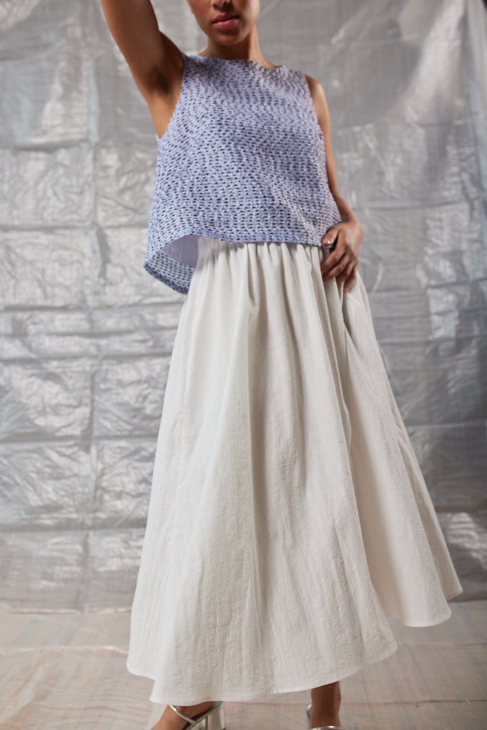 Gathered Skirt (Ivory Cotton)