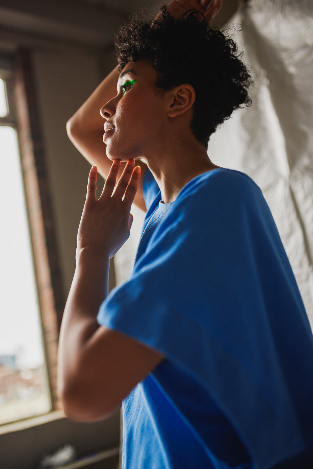 Cropped Split Tee (Periwinkle Blue)