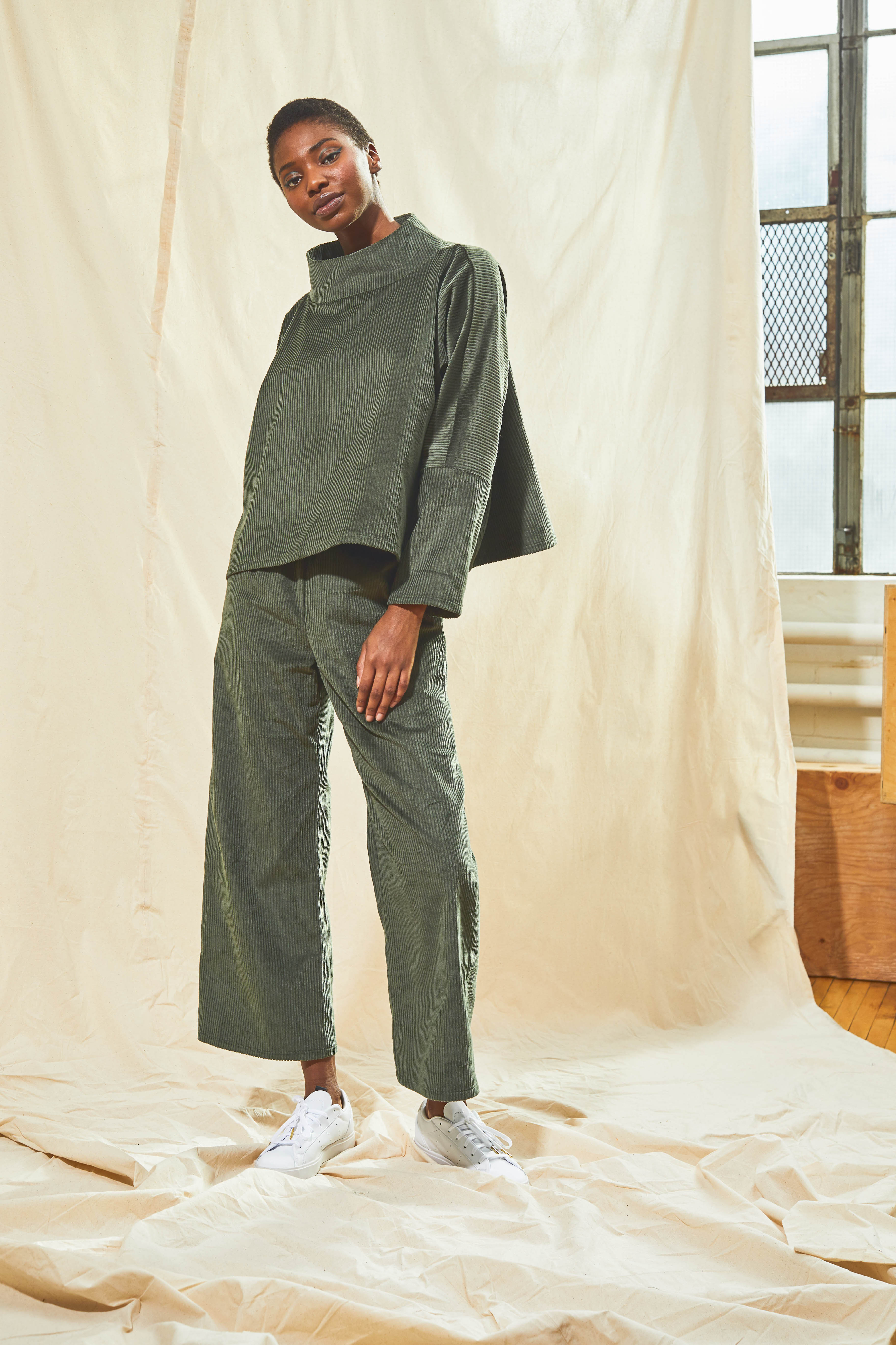 Boatneck Pullover (Sage Corduroy)