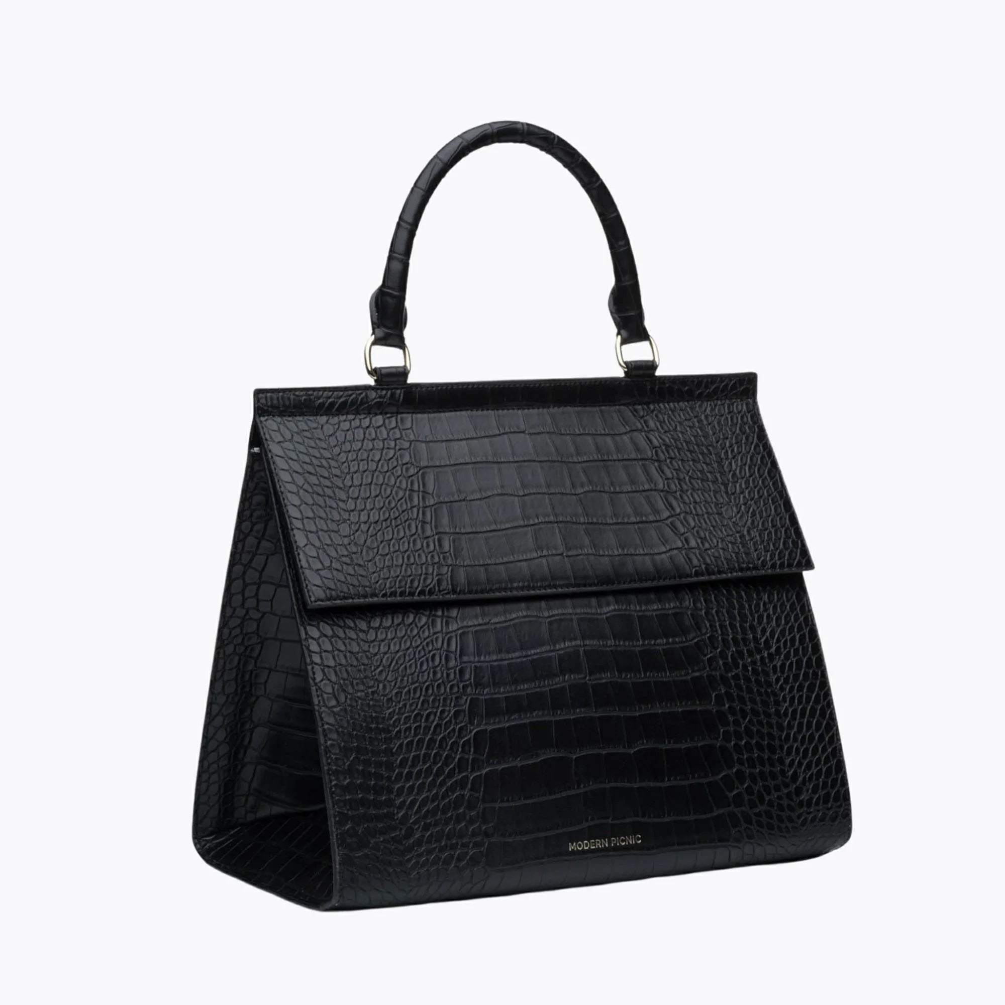 The Large Luncher (Black Faux Crocodile)