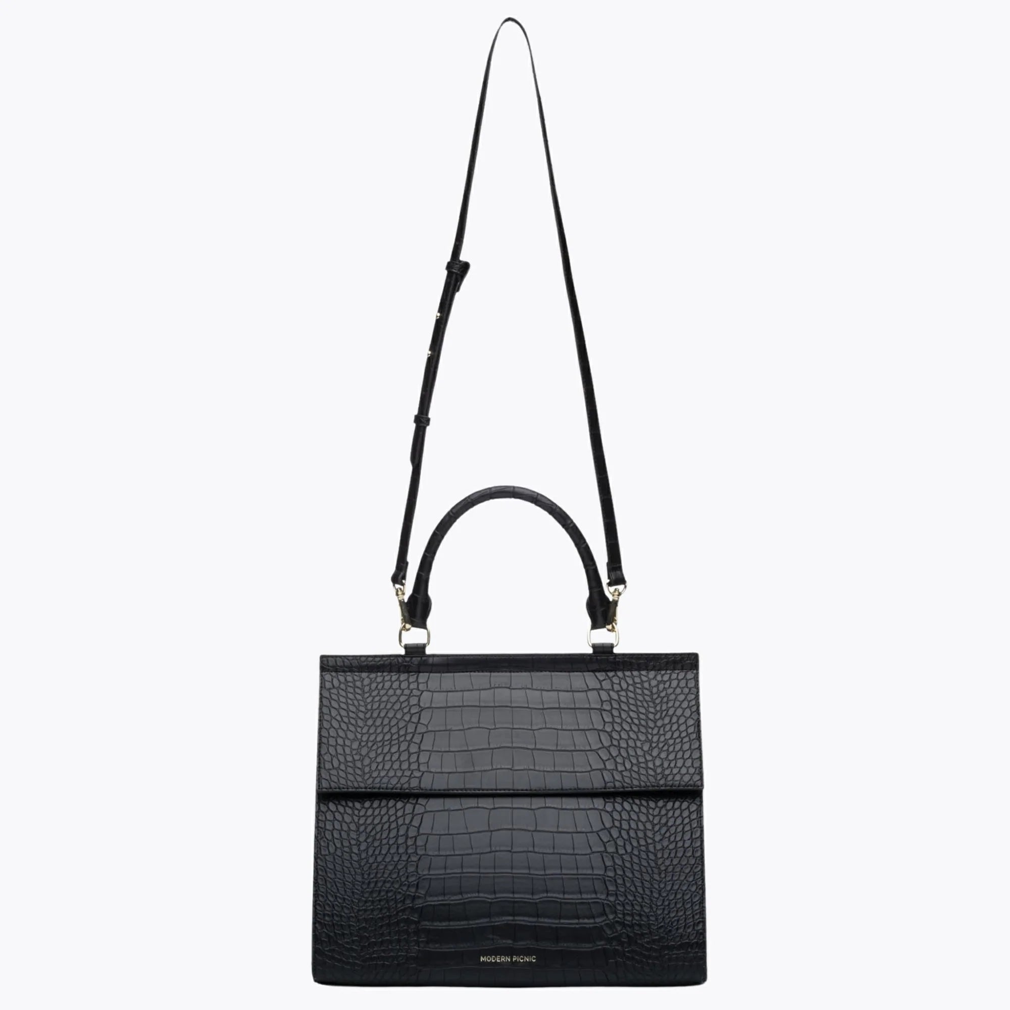 The Large Luncher (Black Faux Crocodile)