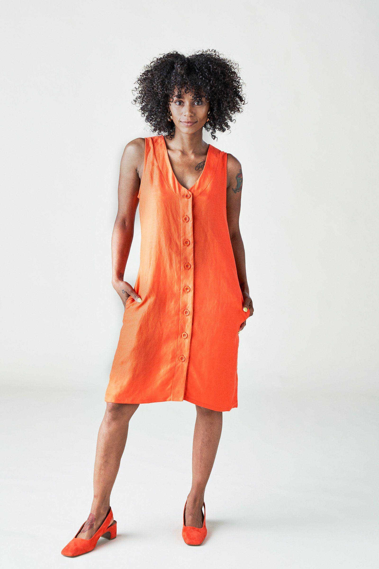 The Wren (Orange) Dress Left Edit