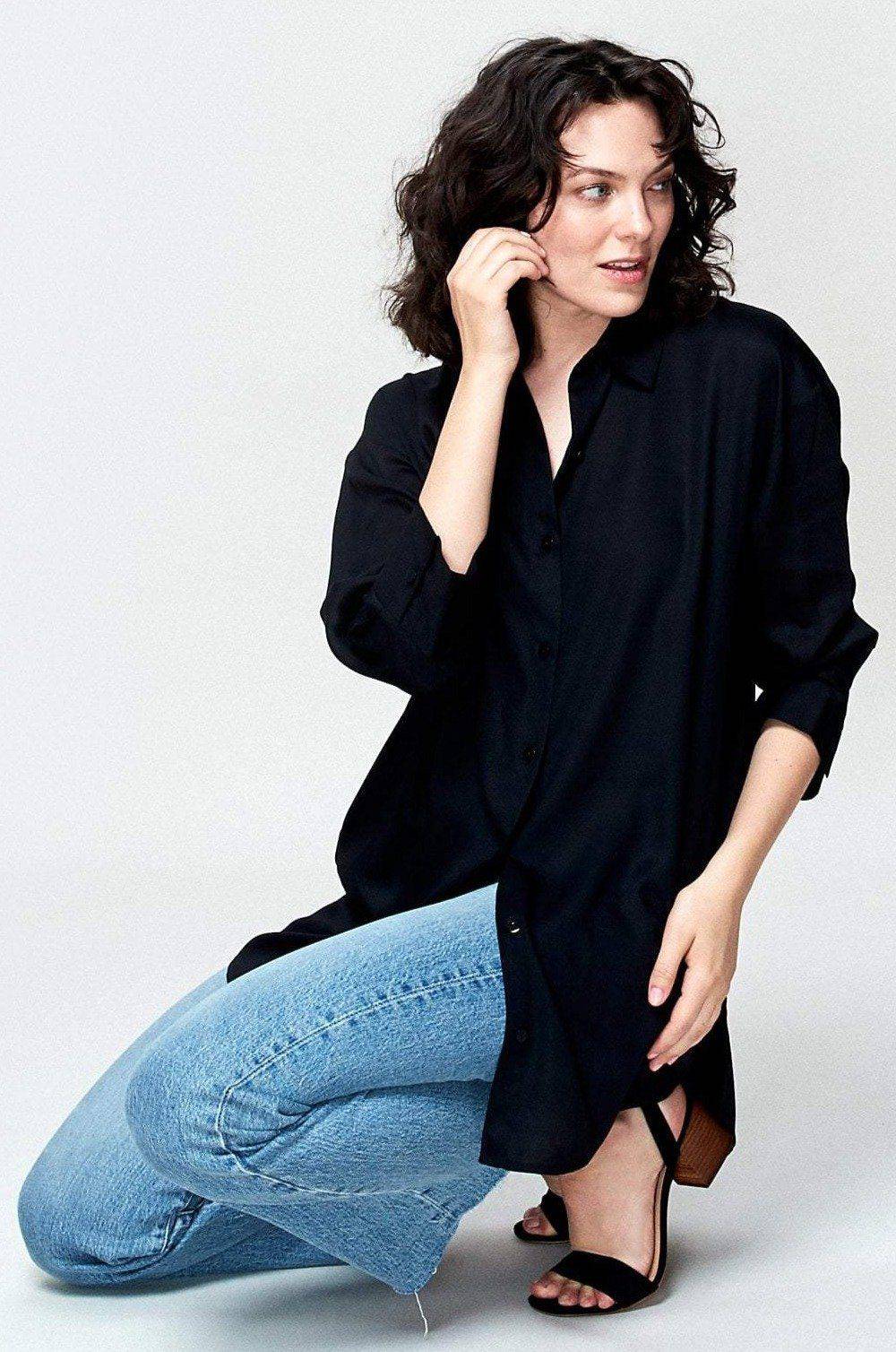 Boyfriend Shirt (Black) Top Neu Nomads S